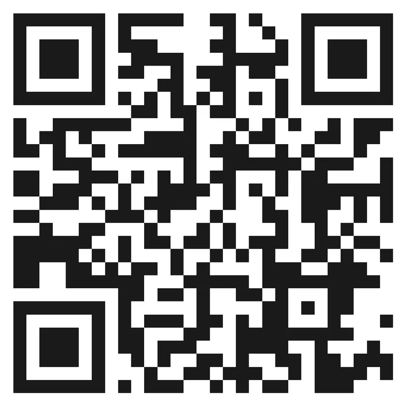 Overdesigned QR code with weak contrast and crowded branding.
