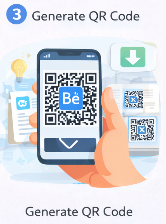 QR Code Generator with Behance Logo – Portfolio & Project QR Codes