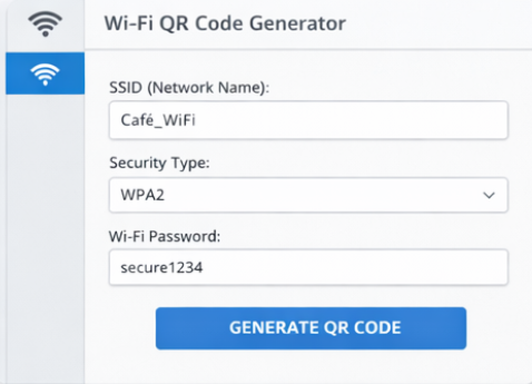 Wi-Fi QR code generator - step 1
