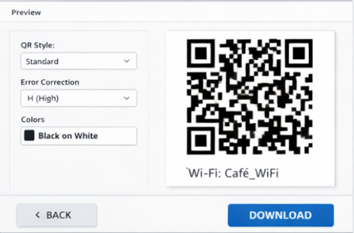 Wi-Fi QR code generator - step 2